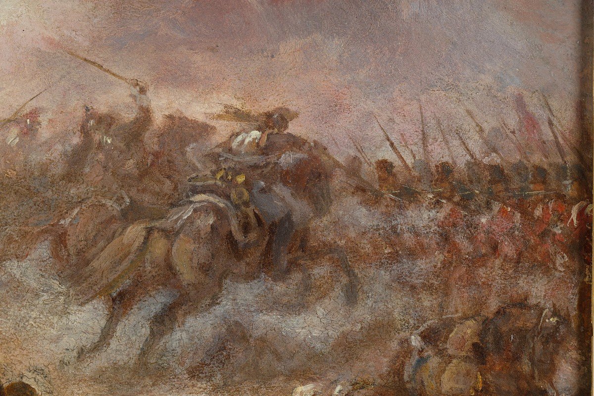 Tableau Charge Des Cuirassiers Francais à Watreloo Signé Eugène Charpentier-photo-5