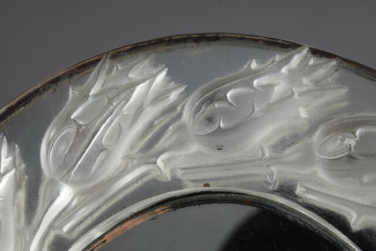 An Oval Mirror With Rose Buds Signed Lalique France-photo-7