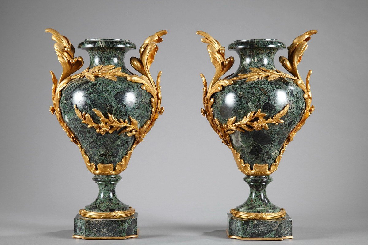 Paire De Vases En Marbre Et Bronze Doré Napoléon 3-photo-3