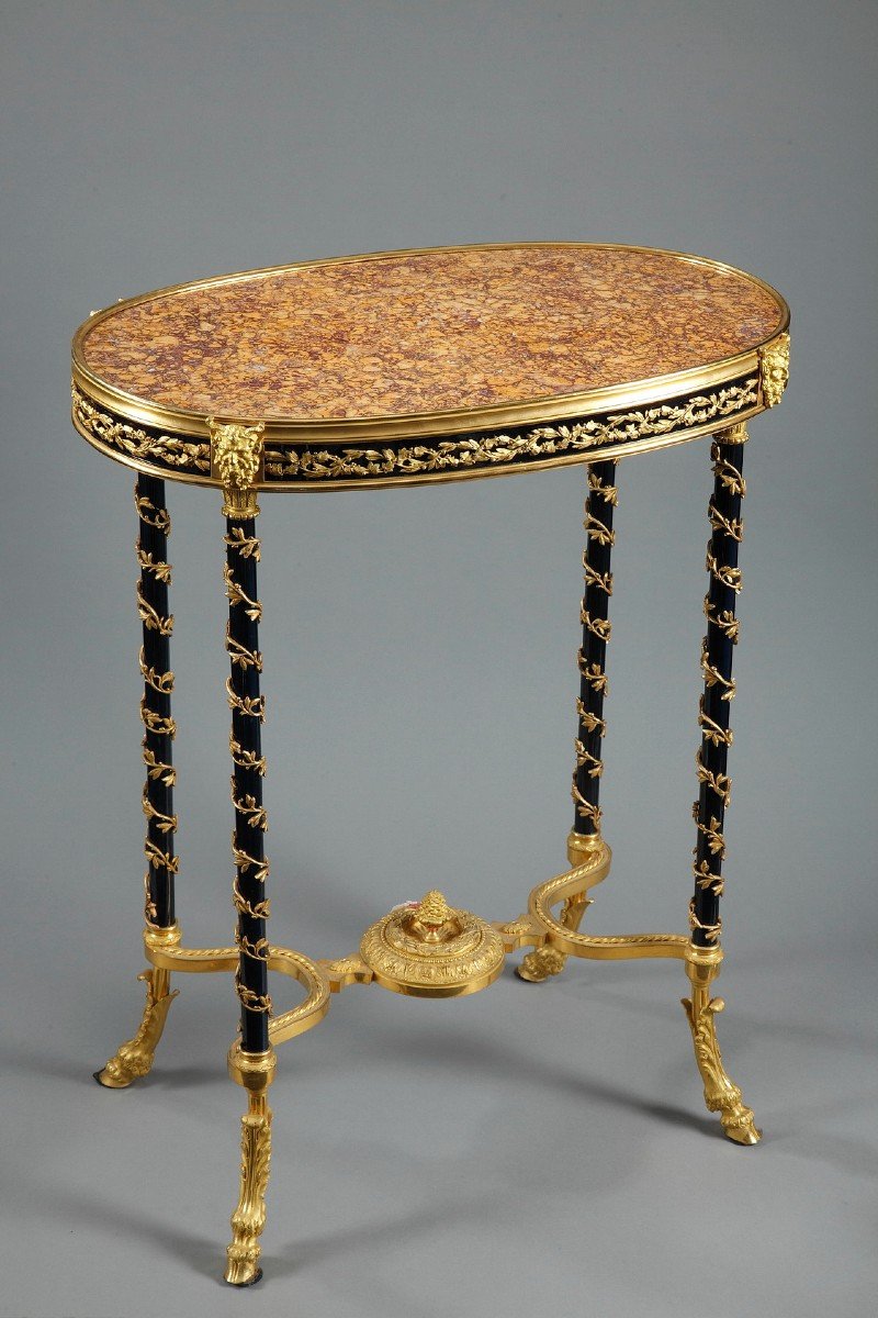 19th Century Pedestal Table Decorated With Satyr Heads