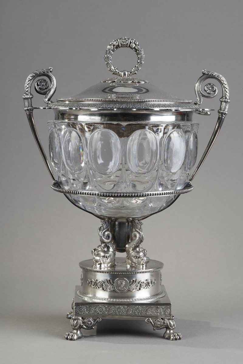 A Crystal Jam Or Sugar Bowl And Agent With Twelve Silver-gilt Spoons-photo-3