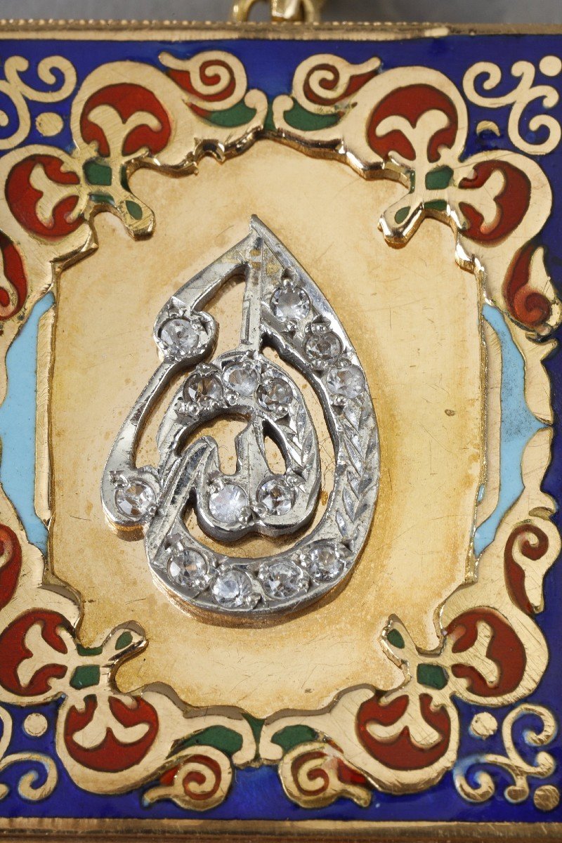 Gold And Enamel Quran Pendant, 19th Century-photo-4