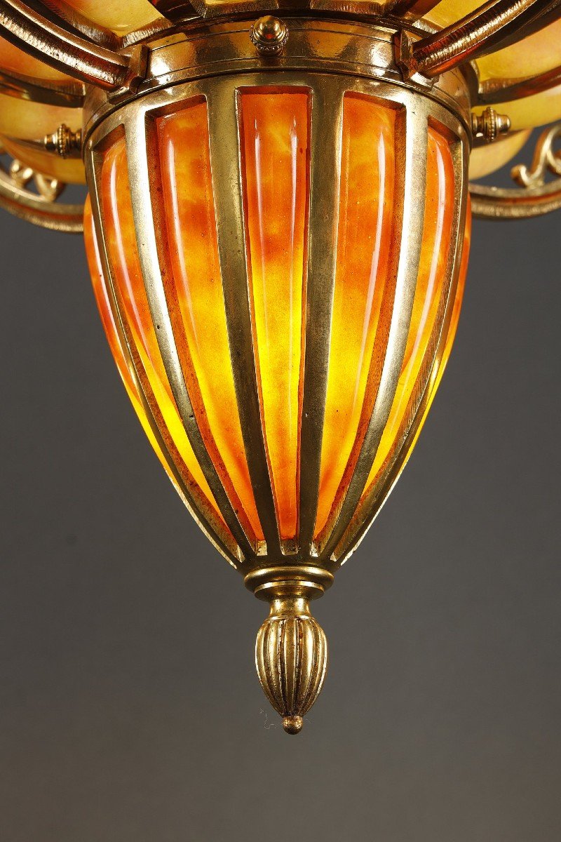 Lustre En Verre Marmoréen De Daum Et Majorelle, 1900-photo-2