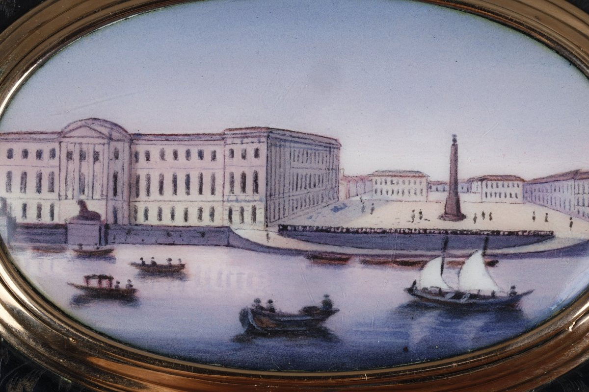 Tabatiere Niellé Russe Avec Vue Du Palais De St Petersbourg-photo-2