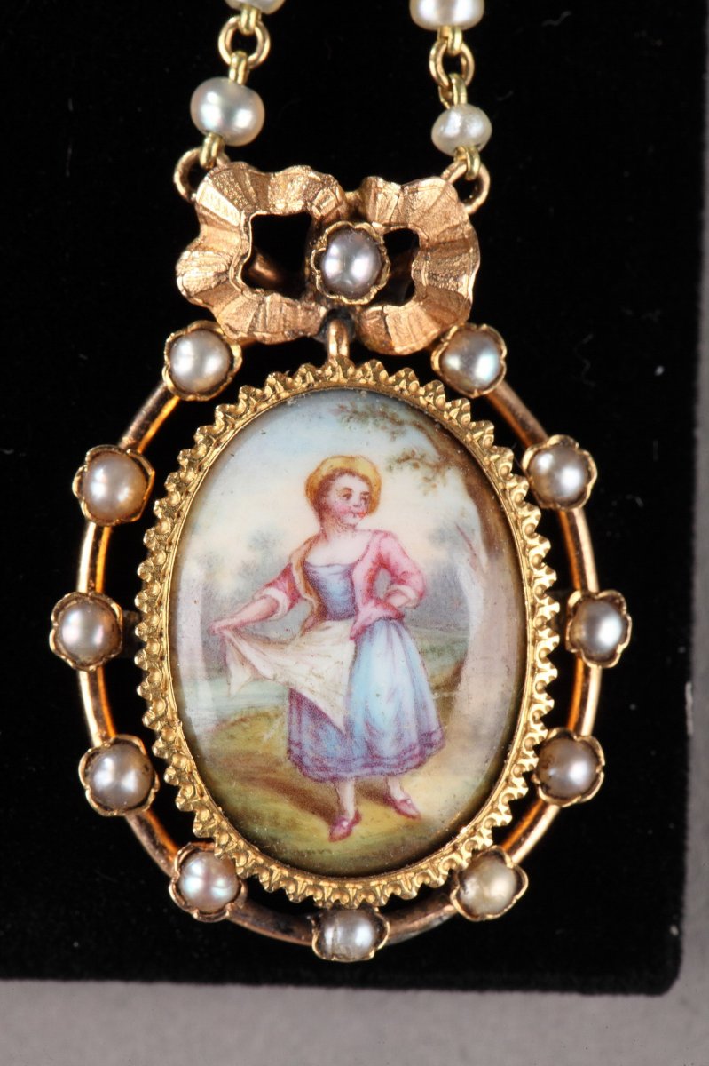 Pair Of Gold, Enamel, Pearl, And Mother-of-pearl Earrings – Napoleon III -photo-2