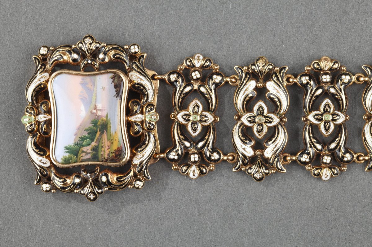 Gold And Enamel Bracelet. Mid-19th Century-photo-2
