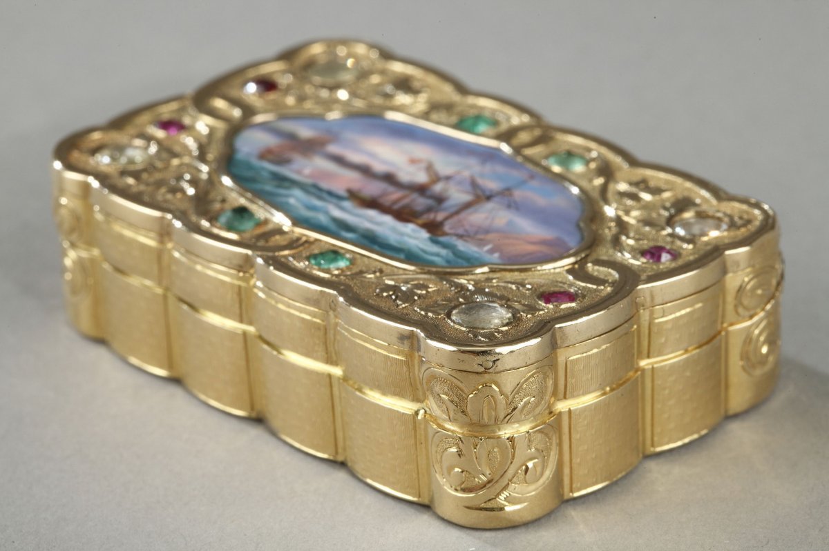 A Swiss Enamelled Gold Snuff-box For The Oriental Market. Circa 1820-1830 -photo-3