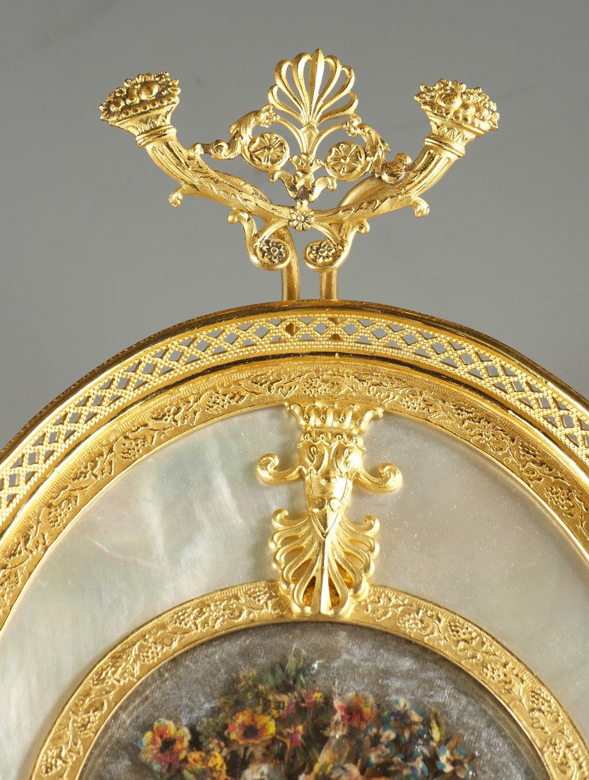 French Charles X Gilt Bronze And Mother-of-pearl Box. -photo-1