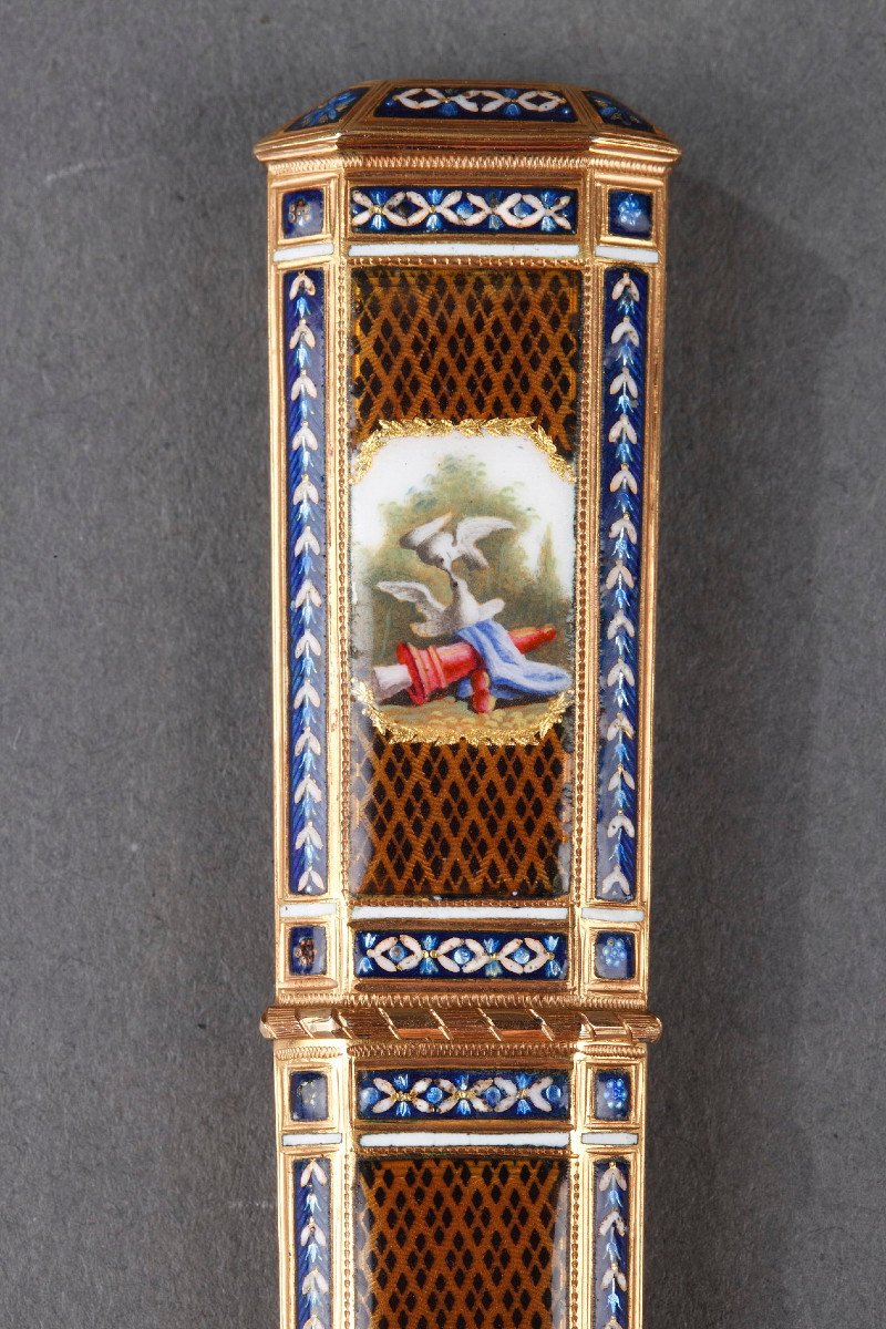 Gold And Enamel Needle Case. Late 18th Century Swiss Work. -photo-4