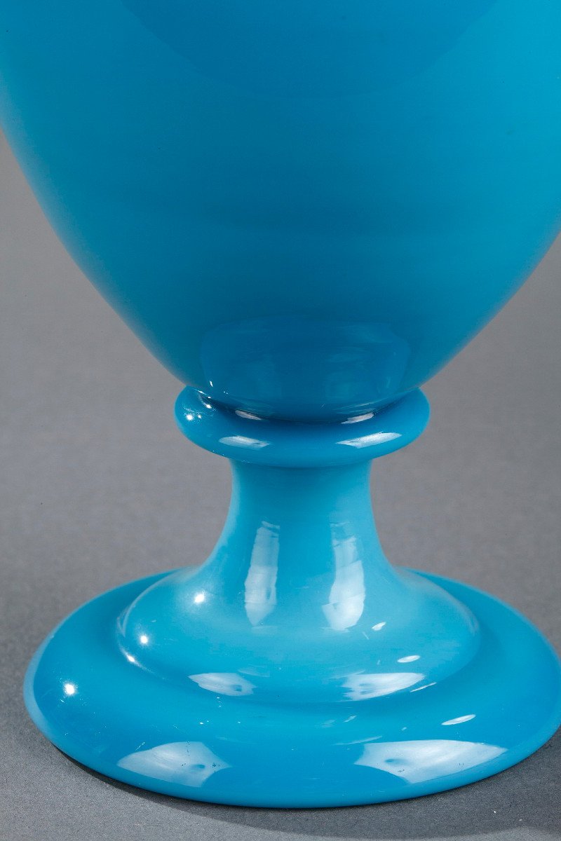 Vase En Opaline Turquoise. Restauration.-photo-4