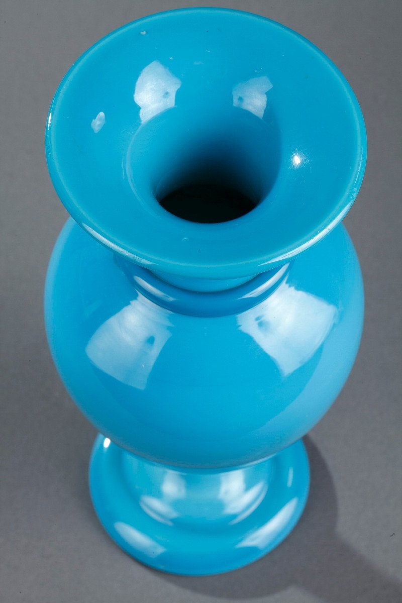 Vase En Opaline Turquoise. Restauration.-photo-5