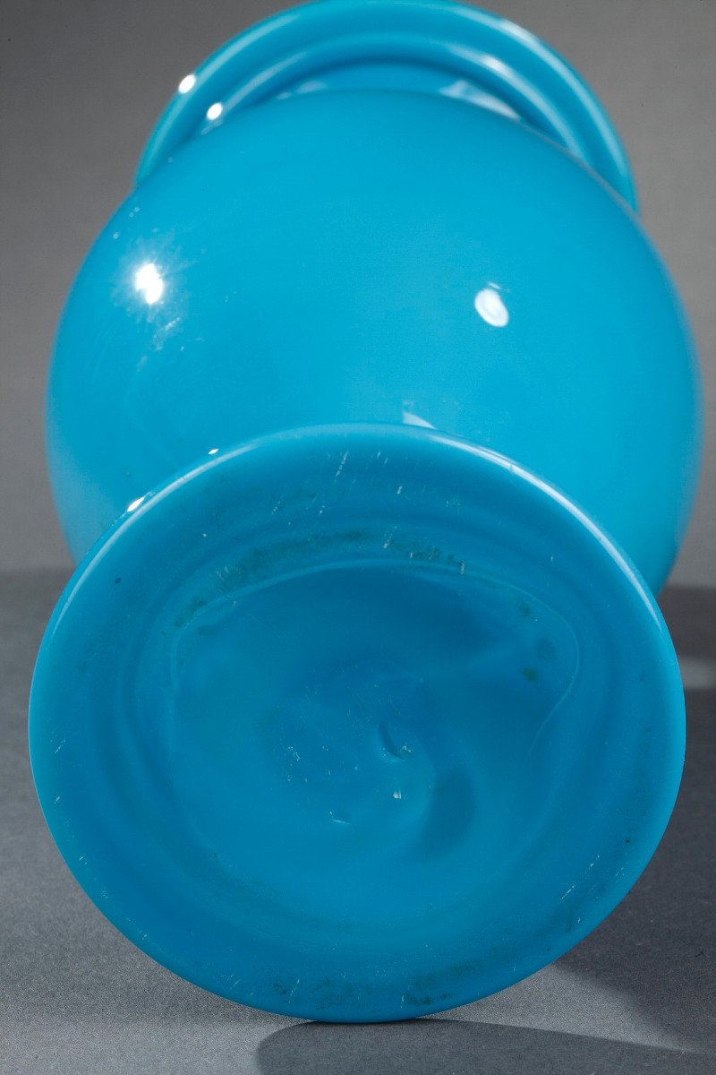 Vase En Opaline Turquoise. Restauration.-photo-7