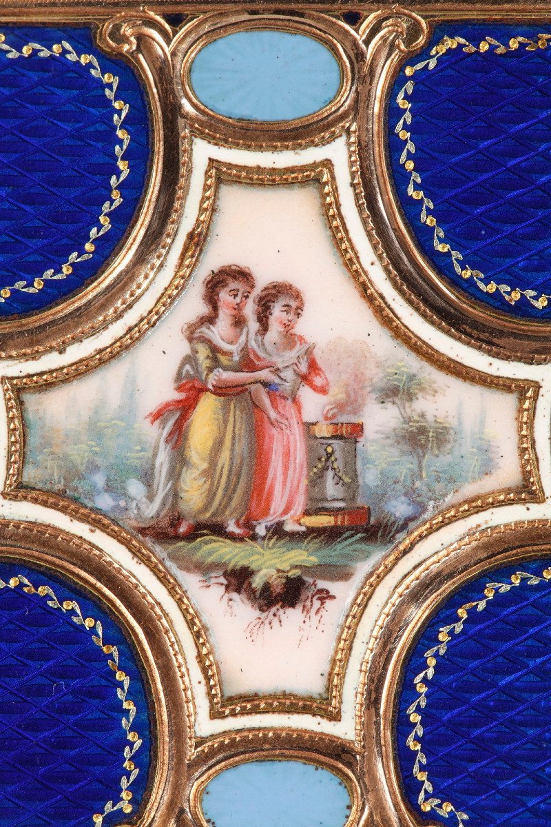 18th Century Gold, Enamel And Ivory Tablet Case Or Dancer Card.-photo-1