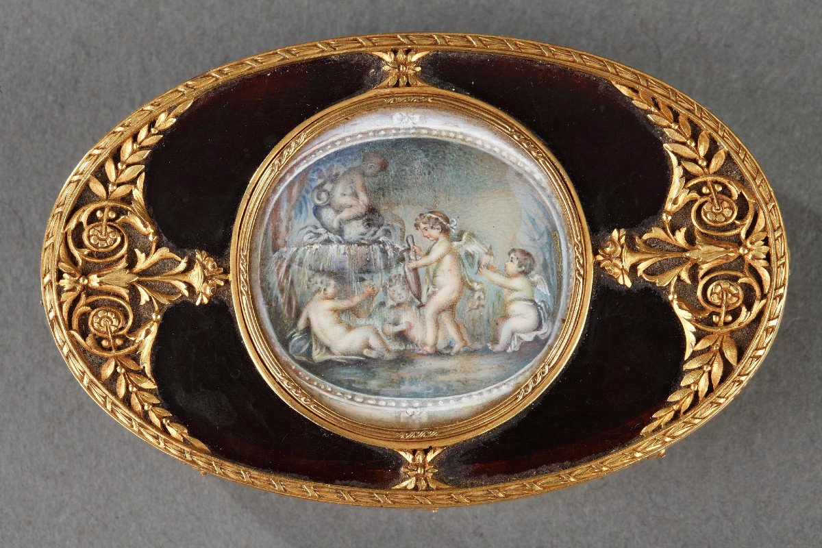 Tortoiseshell And Gold Box With Miniature On Ivory. Late 18th Century. -photo-2