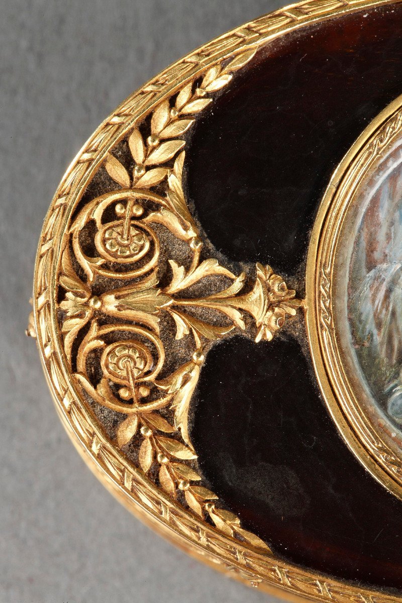 Tortoiseshell And Gold Box With Miniature On Ivory. Late 18th Century. -photo-5