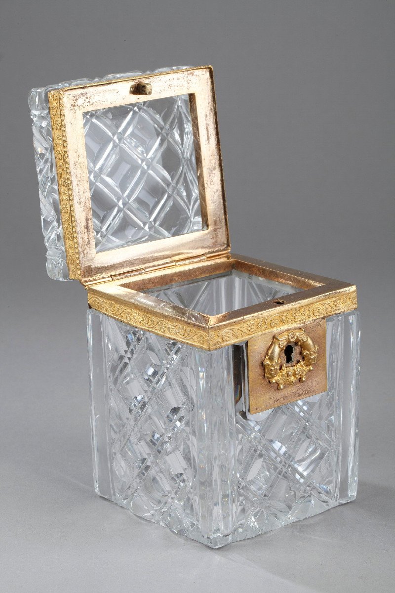 Charles X Cut Crystal Casket With Ormolu Mounts. -photo-1