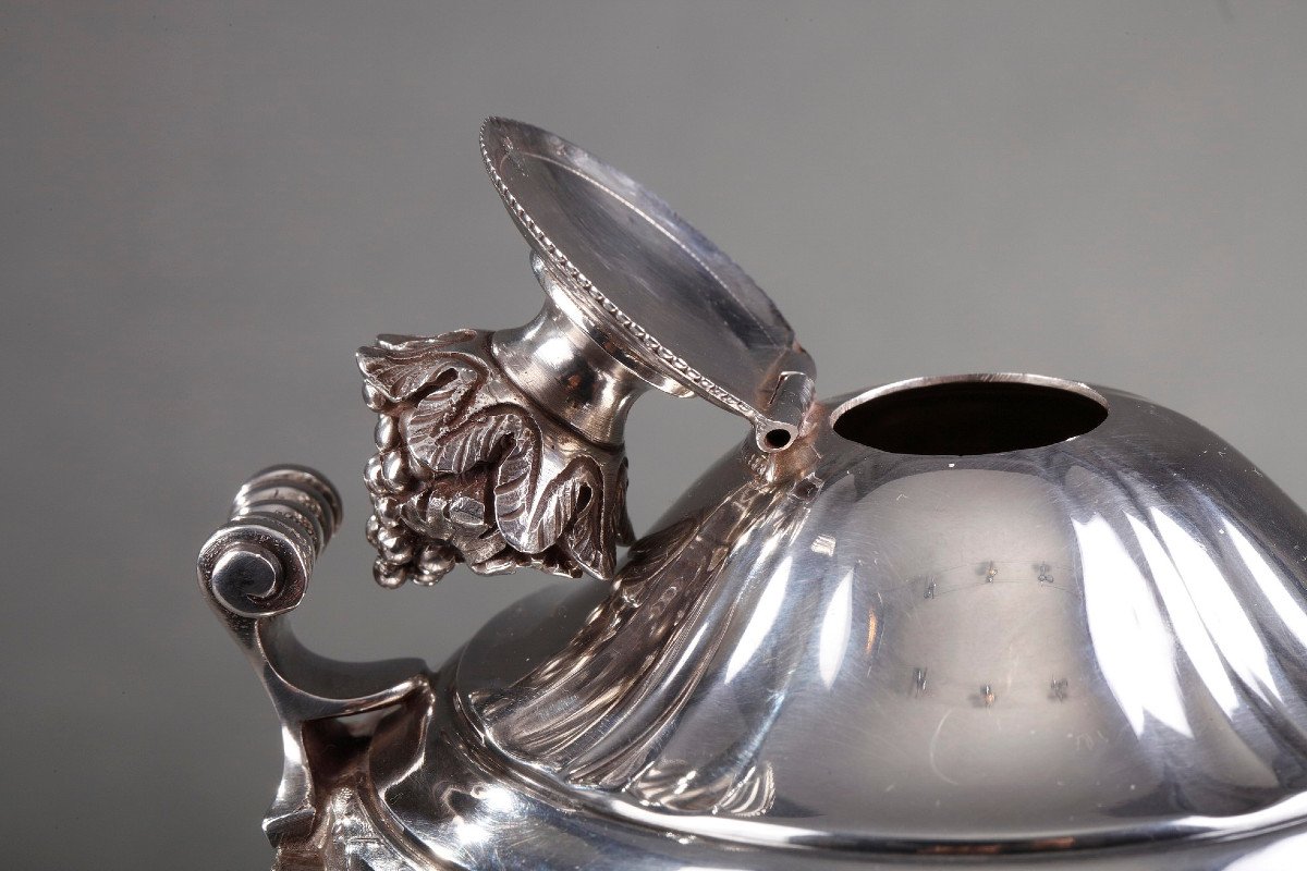 French Silver Hot Chocolate Pot or Coffee Pot, Puiforcat