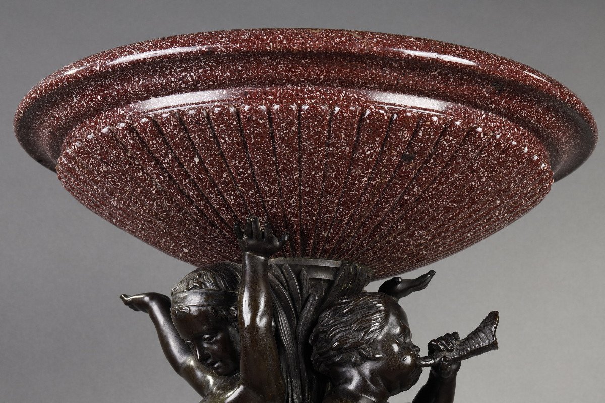 Early 19th Century Red Porphyry Centrepiece With Patinated Bronze.-photo-3