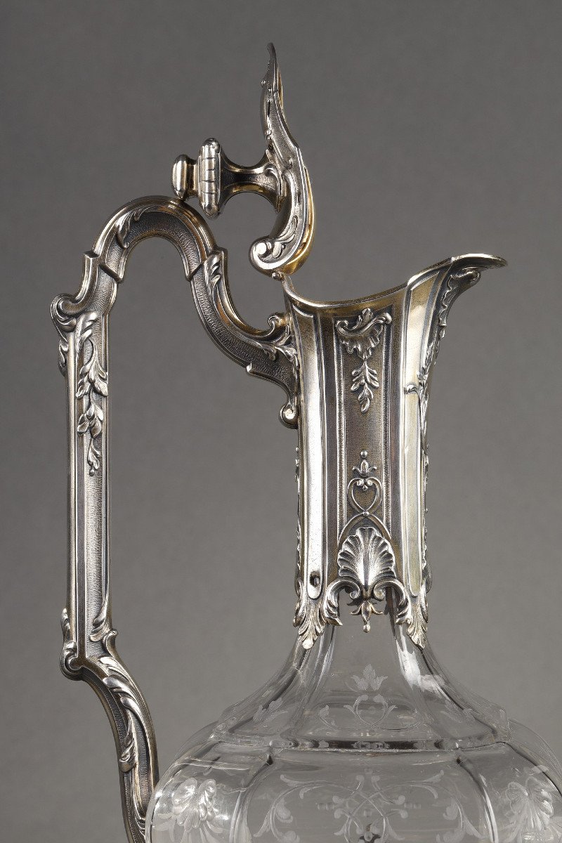 A 19th Century Crystal Silver Mounted Ewer. Victor Boivin. -photo-4