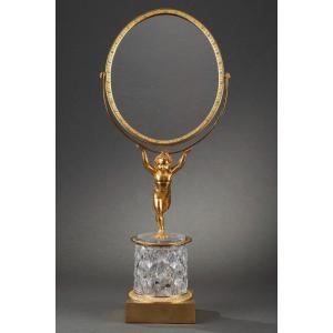 Miroir Charles X En Cristal Et Bronze Doré et Boite à Musique