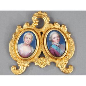 Portraits émaillés Du Comte d'Artois Et De Madame Clothilde, XIXème Siècle.