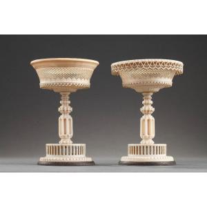 Turned And Openwork Ivory Cups From The Early 19th Century