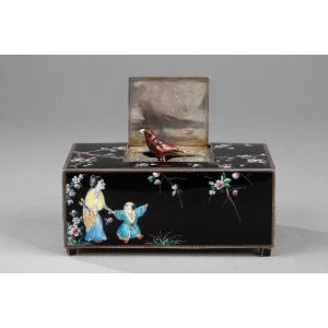 Enameled Songbird Music Box, Japanese Decor