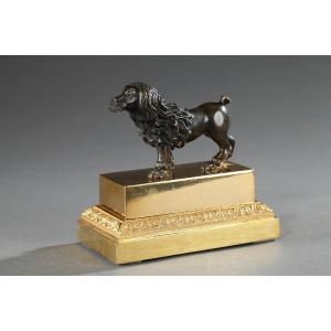 Gilded And Patinated Bronze Lion-dog Inkwell. Restoration 