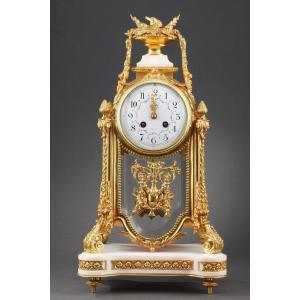 Napoleon III Crystal, Gilt Bronze And Marble Cage Clock, Signed Thibault