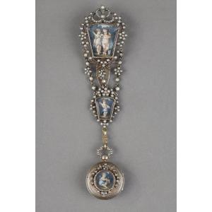 19th Century Silver, Pearl And Ivory Miniature Chatelaine