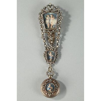 19th Century Silver Chatelaine With Pearls. 