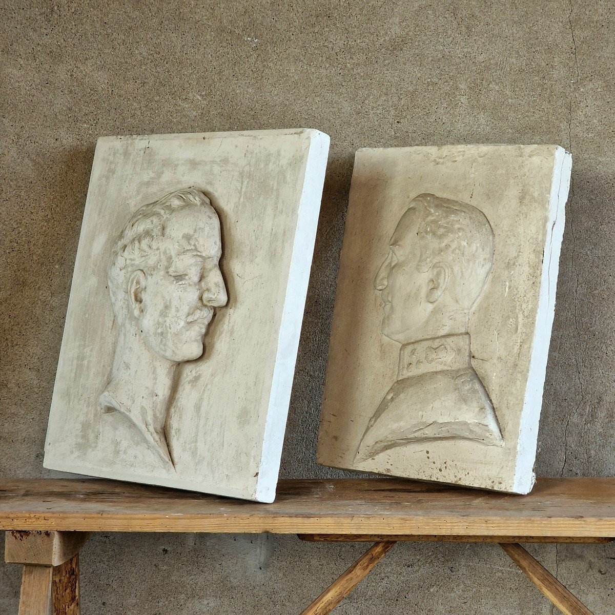 2 Panneaux Bas-relief En Plâtre-photo-4