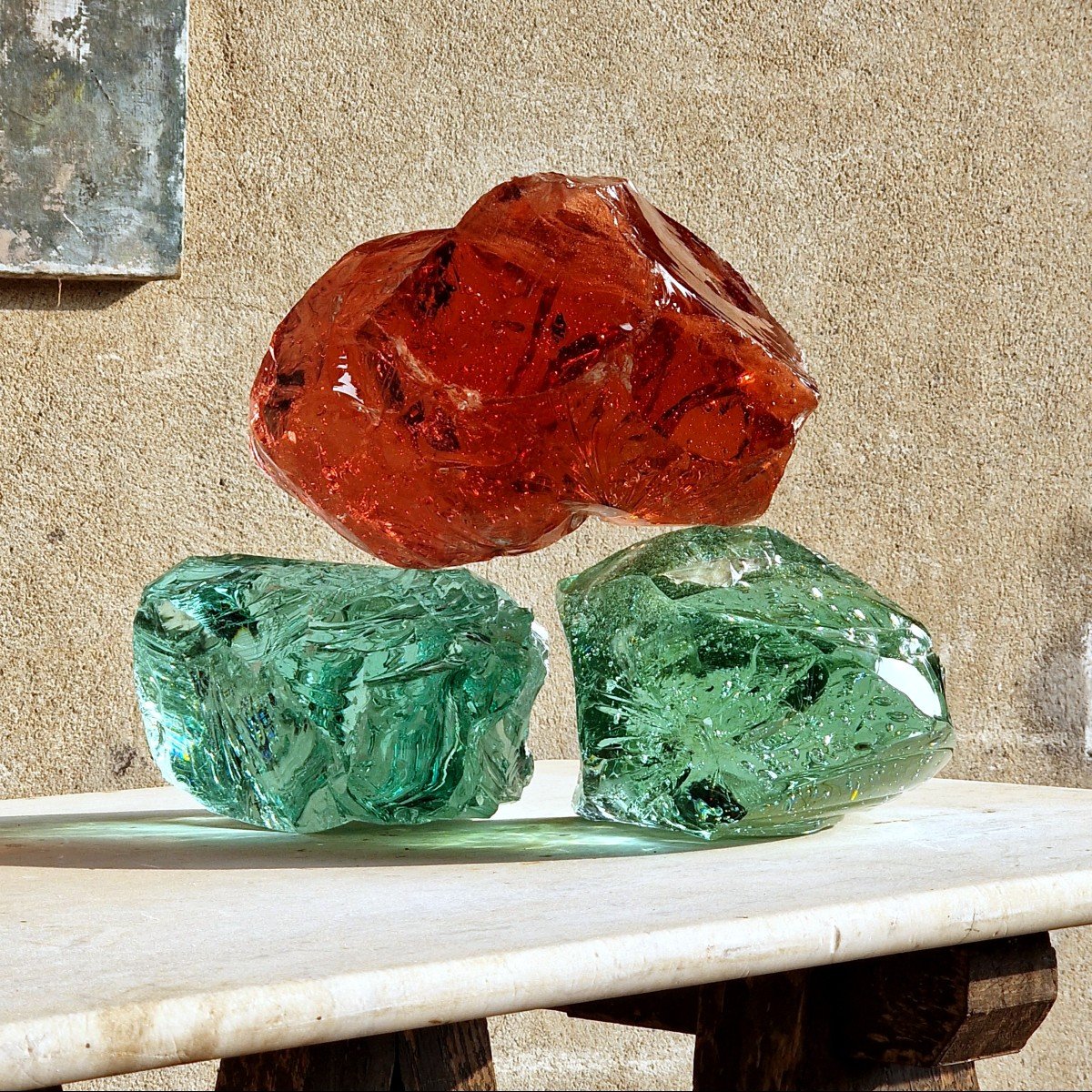 3 Large Glass Rocks