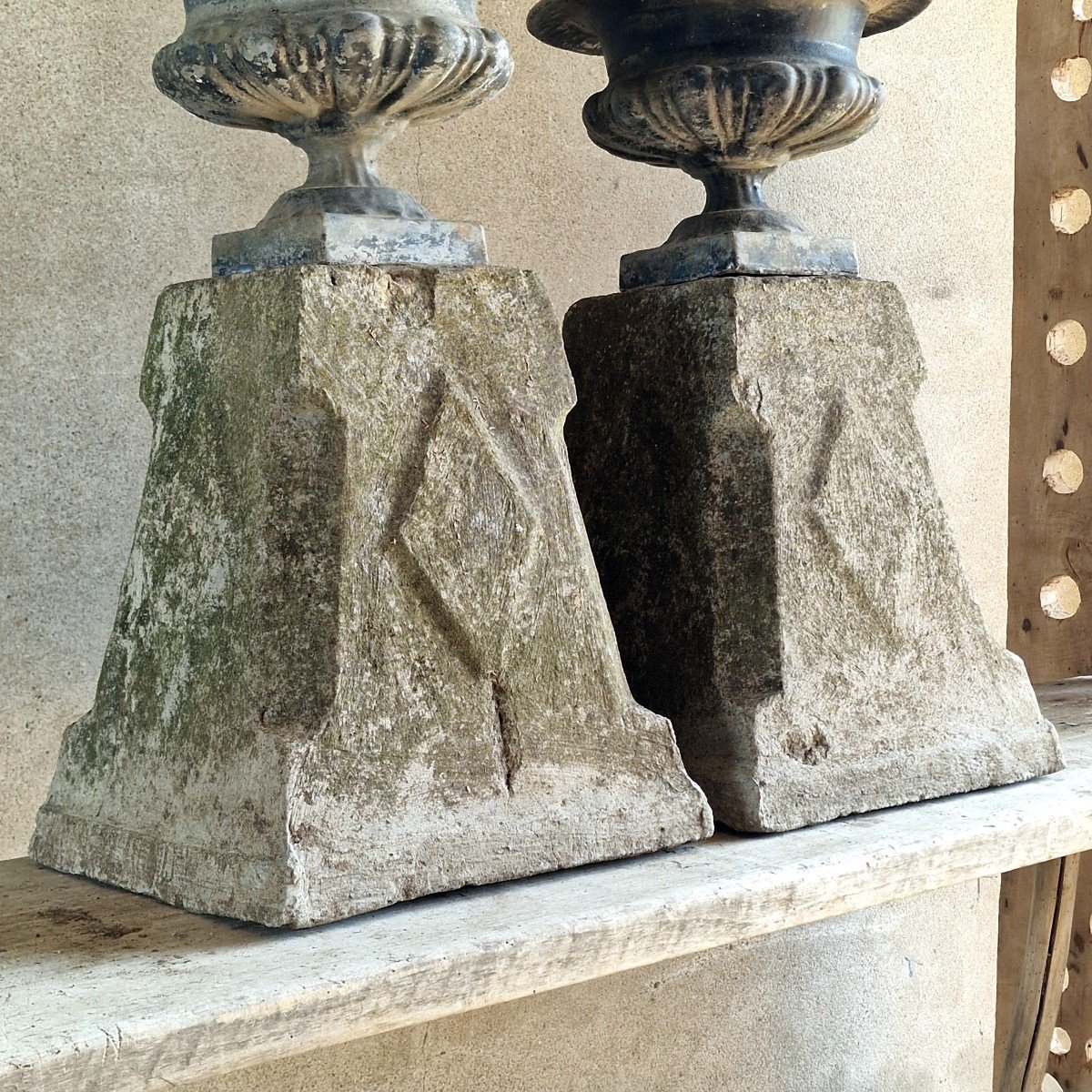 Pair Of Urns On Pedestal-photo-6