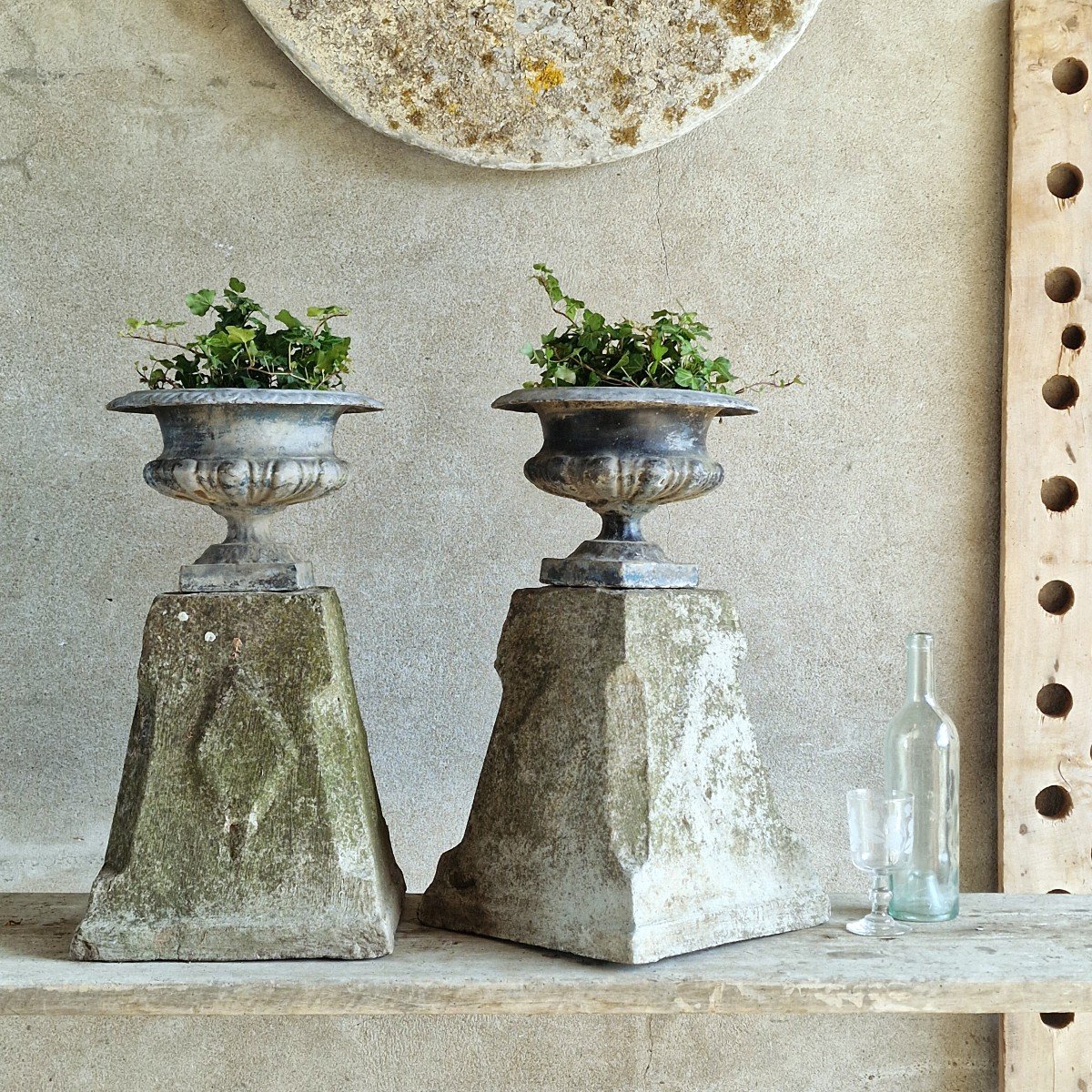 Pair Of Urns On Pedestal-photo-7