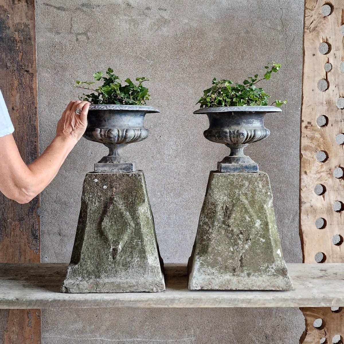 Pair Of Urns On Pedestal