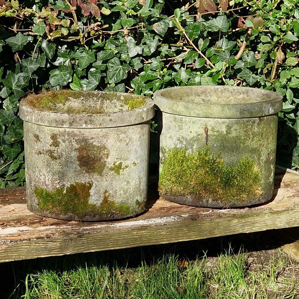 Pair Of Mossy Planters-photo-2