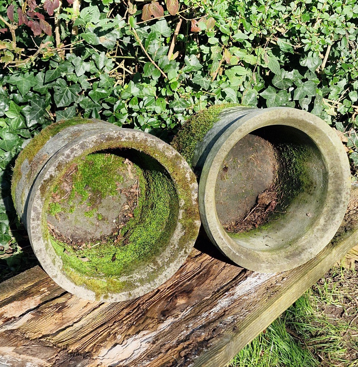 Pair Of Mossy Planters-photo-3