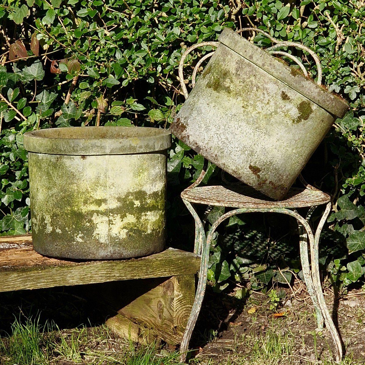 Pair Of Mossy Planters-photo-5