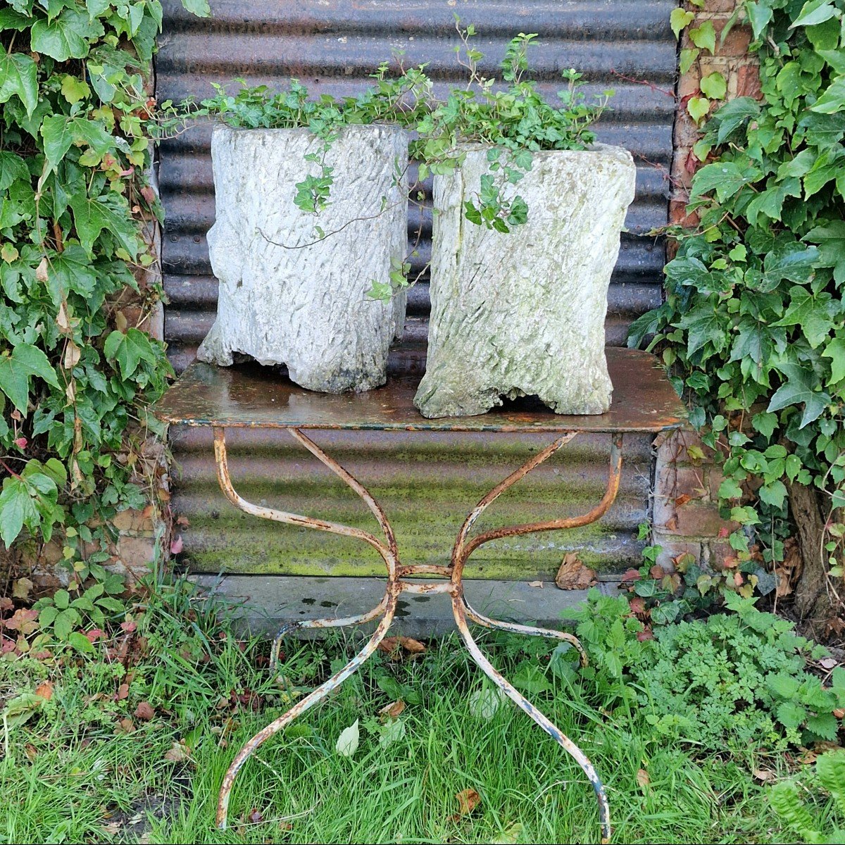 Pair Of Faux-bois Planters-photo-3