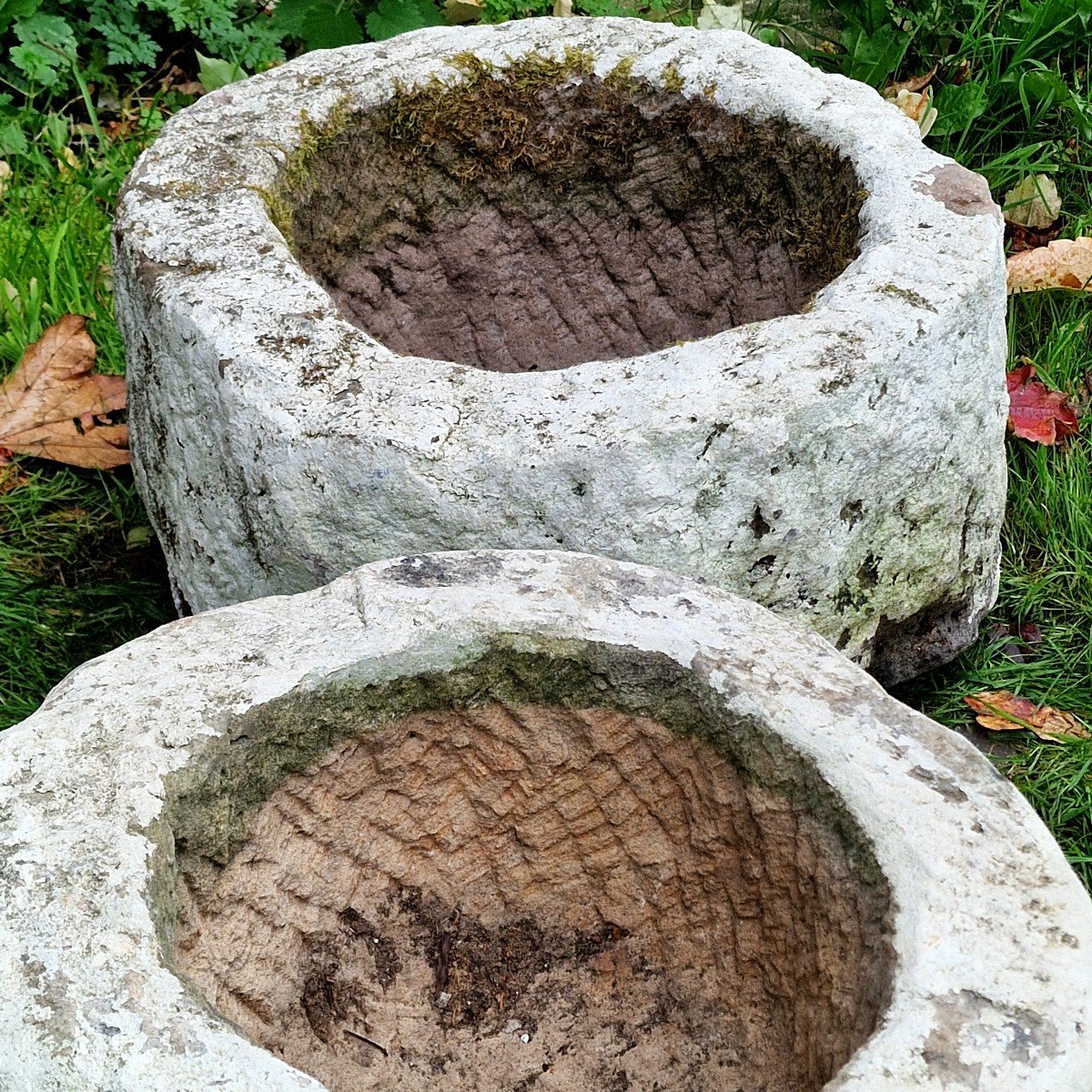 2 Primitive Hand Carved Stone Planters-photo-5