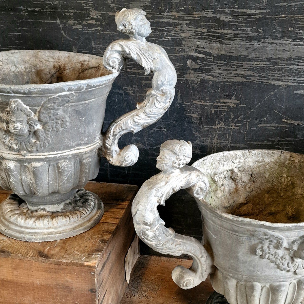 Paire de vases  En Plomb Début XIXe Siècle-photo-3