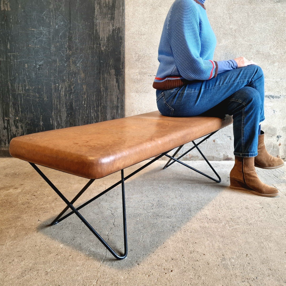 Banc Ou Table d'Appoint En Cuir