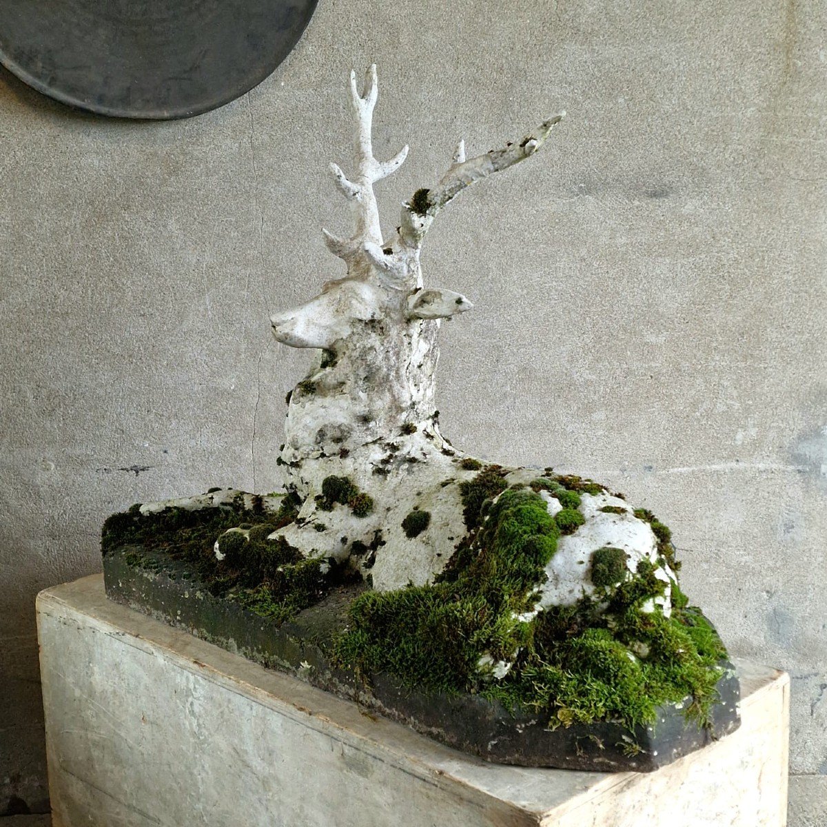 Mossy Reconstituted Stone Deer-photo-3