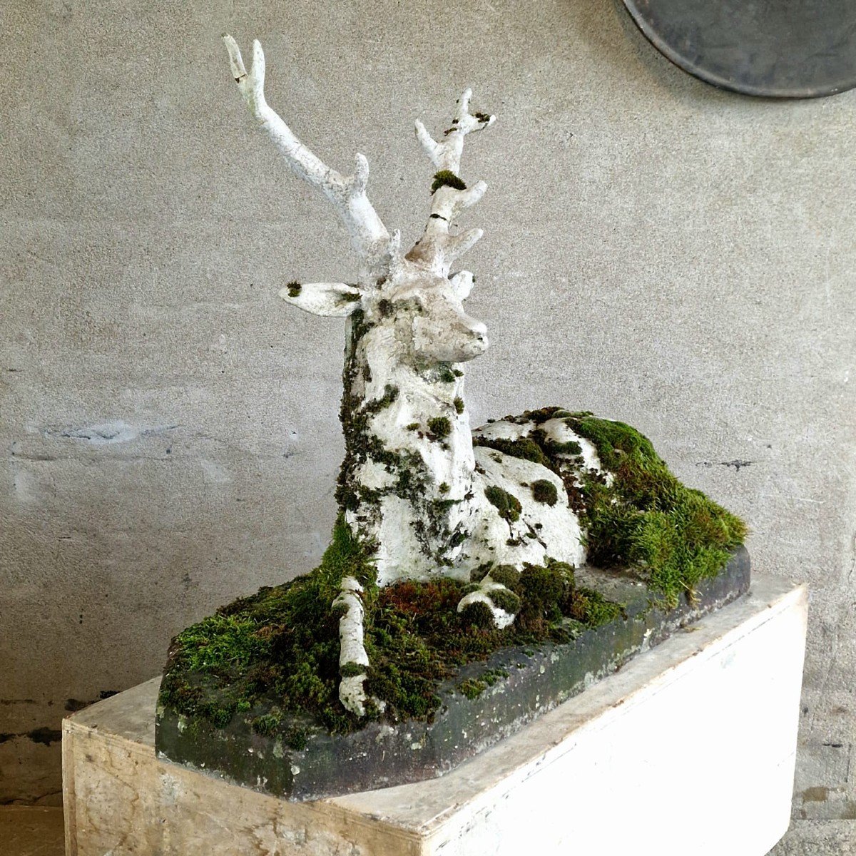 Mossy Reconstituted Stone Deer-photo-7