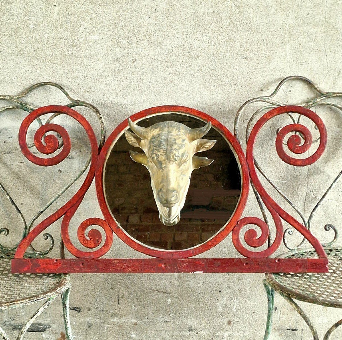 Zinc Bull's Head On Frame-photo-2