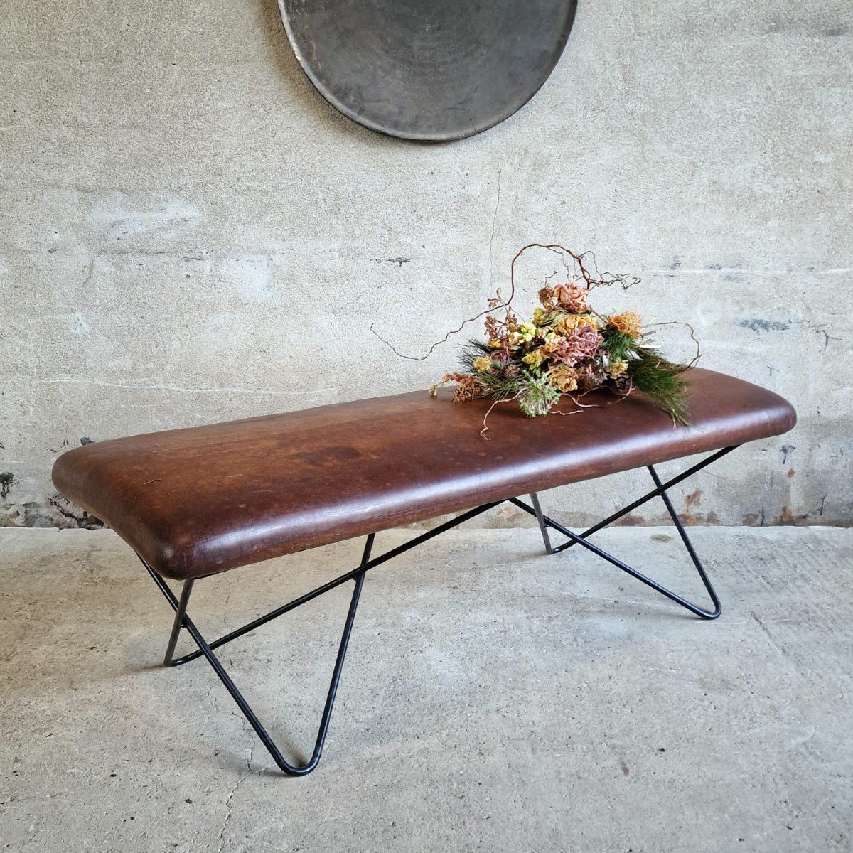 Leather Bench/coffee Table-photo-1