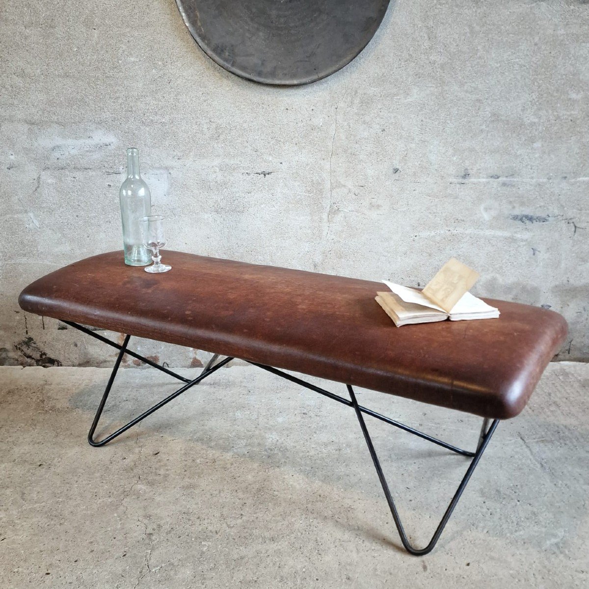 Leather Bench/coffee Table-photo-3