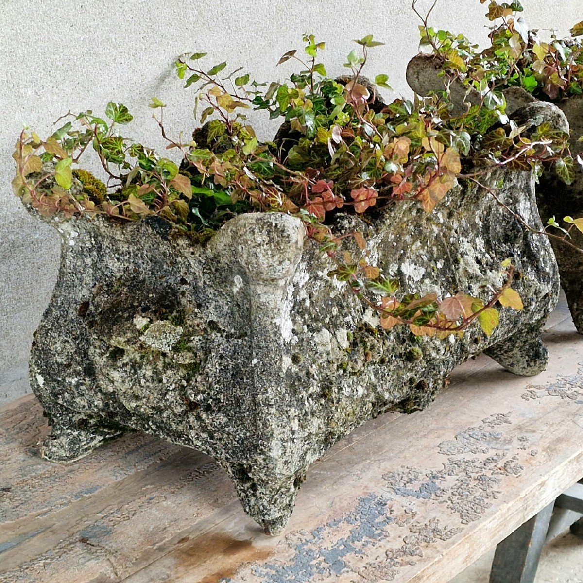 Pair Of Cast Stone Planters-photo-2