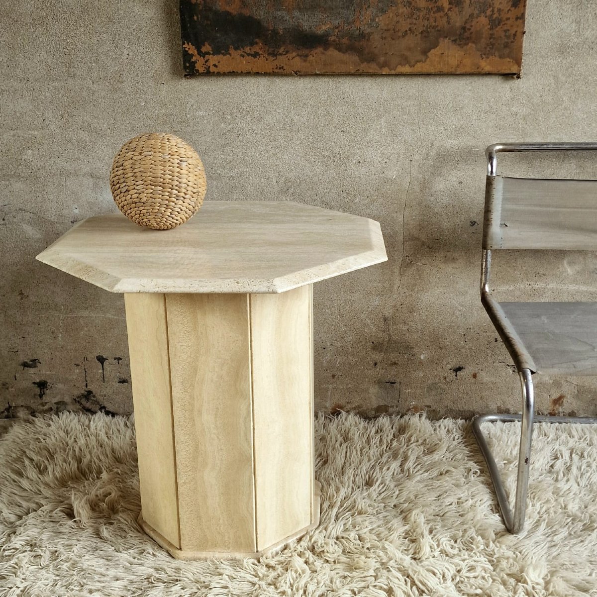 Travertine Side Table-photo-1